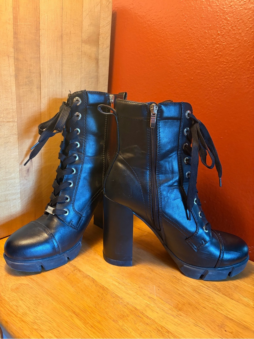 Nine WestBlack Lace-Up Platform Ankle Boots - Women